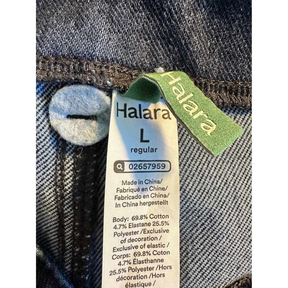 Halara Wide Leg Flex Denim Jeans Pant Size L Dark Wash Patch Pockets Stretch NEW - Picture 9 of 10